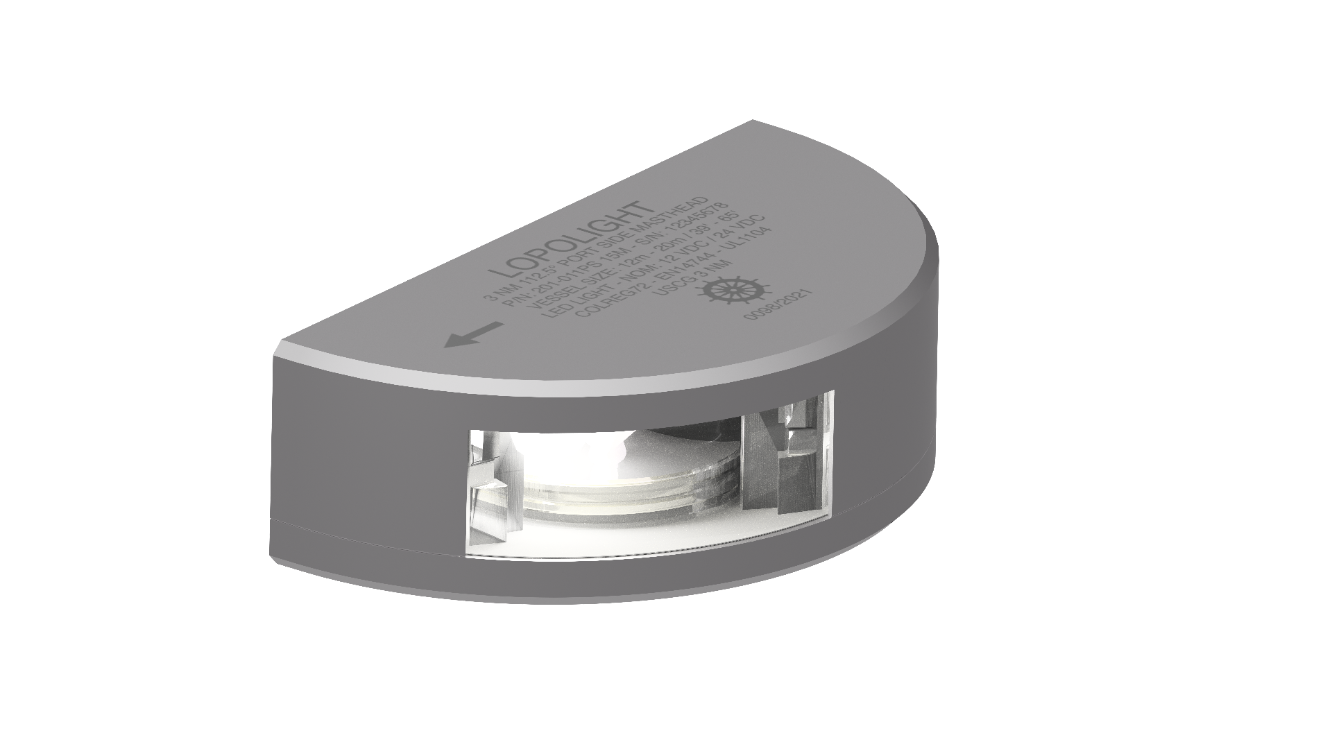 3nm 112,5° White, Masthead PORT Side Only, silver 3nm 112,5° White, Masthead PORT Side Only, silver